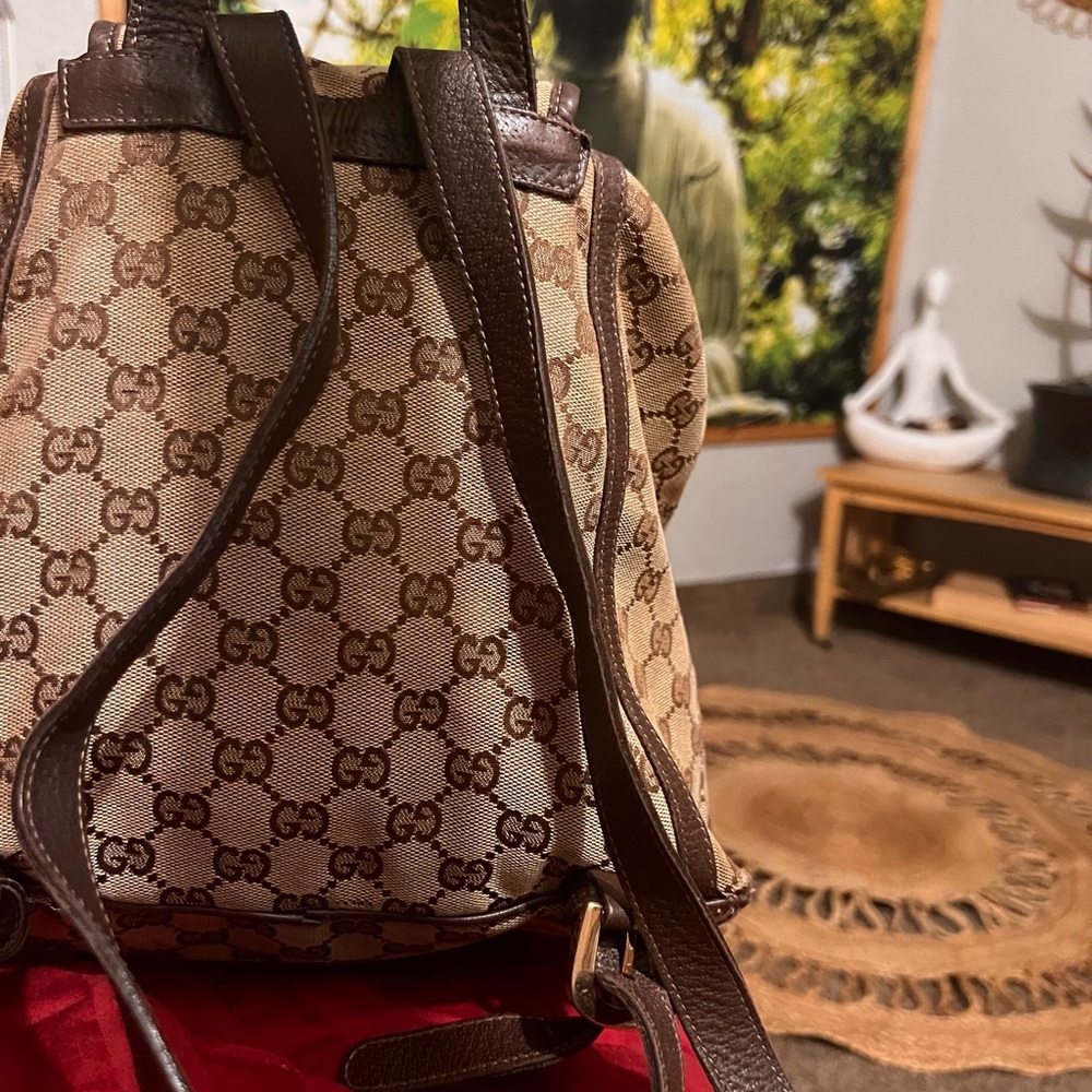Gucci Tan and Brown GG Canvas Backpack - Picture 5 of 9